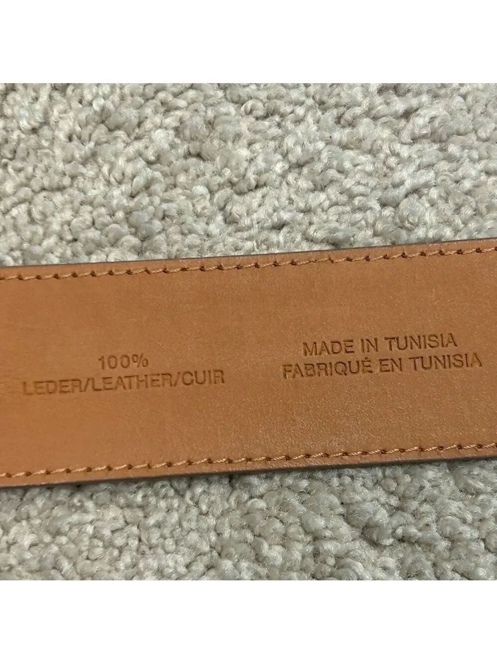 Olsen Europe camel brown orange stone crystal rhinestone buckle leather belt 8